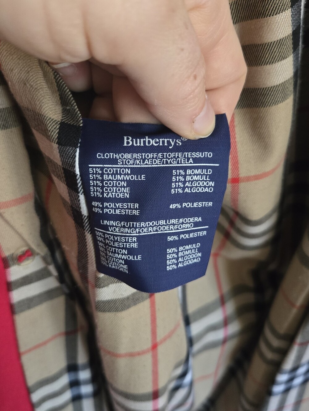 vintage red Burberry Gabardine Double Breasted Plaid Lining trench coat - Picture 5 of 14